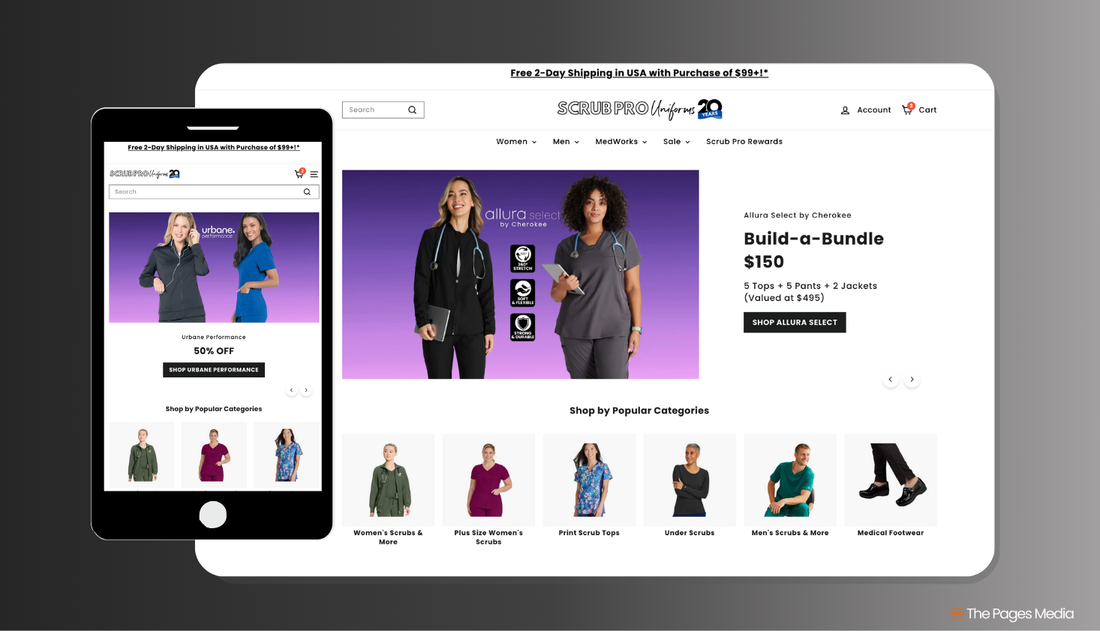 scrub pro website on mobile and desktop